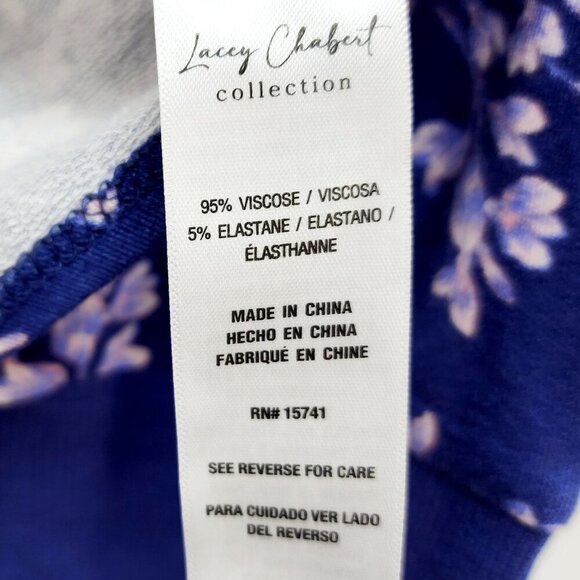 Lacey Chabert Collection Blue Floral Long Sleeve Tie-Front Womens Top Size M - Picture 10 of 10
